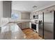 Modern kitchen with stainless steel appliances, light gray cabinets, and granite countertops at 12108 Harvest Sky Way # 1, Las Vegas, NV 89183