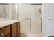 Bathroom with a walk in shower and a single vanity at 2388 Aztec Ruin Way, Henderson, NV 89044