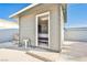 The interior of the converted shed in the backyard is furnished and includes an AC unit at 2540 Eagle St, Las Vegas, NV 89142