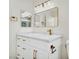 Bathroom featuring a vanity with white cabinets and marble counters at 3009 Anna Bay Dr, Las Vegas, NV 89134