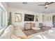 Bright living room with comfortable seating and TV at 5755 E La Campana Dr, Pahrump, NV 89061