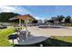 Inviting community park offers seating, a picnic table, and a fun splash pad under blue skies at 6404 Extreme Shear Ave # 103, Henderson, NV 89011