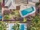 An aerial view of a private pool and back yard at 6895 Kelp Ledge Ct, Las Vegas, NV 89131