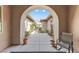 Inviting courtyard features neutral hardscape, desert landscaping, and seating for relaxing outdoors at 6895 Kelp Ledge Ct, Las Vegas, NV 89131