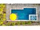 Aerial view of pool with inset spa and an umbrella for sunny days at 8 Reflection Cove Dr, Henderson, NV 89011