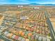 Community aerial view showing the neighborhood, street names and mountain views at 9768 Fox Estate St, Las Vegas, NV 89141