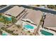 Aerial view of backyard with pristine pool and spa, low-maintenance landscape, perfect for desert living at 2197 Big Bar Dr, Henderson, NV 89052