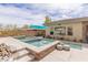 Relaxing backyard pool and spa showcasing natural stone accents and outdoor lounge area, perfect for entertaining at 48 Panorama Crest Ave, Las Vegas, NV 89135