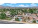 An aerial shot displays a backyard pool, lush mature landscaping, and solar panels, offering energy savings at 5239 Somerset Dr, Las Vegas, NV 89120