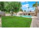 Lush backyard with mature tree overlooking a sparkling pool, perfect for outdoor enjoyment at 5239 Somerset Dr, Las Vegas, NV 89120