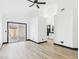 Spacious main bedroom features vaulted ceiling, sliding glass door and ensuite bathroom at 566 Searchlight Dr, Las Vegas, NV 89110