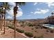 Stunning backyard with a pool, palm trees, and views of the lake and mountains at 6 Via Vasari # 105, Henderson, NV 89011
