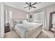 Comfortable bedroom featuring a plush bed, fan, and window at 8507 Insignia Ave # 102, Las Vegas, NV 89178