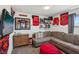 Cozy bedroom with a love for Chicago sports, featuring a large sectional, a dresser and team memorabilia at 9625 W Meranto Ave, Las Vegas, NV 89178