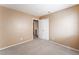 Neutral bedroom with carpet and closet is ready for a new homeowner at 1335 Heather Oaks Way, North Las Vegas, NV 89031
