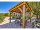 Charming gazebo with seating area, perfect for enjoying the serene outdoor landscape and backyard at 4 Dry Brook Trl, Henderson, NV 89052