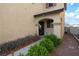 Charming front entrance with manicured landscaping and a cozy porch area at 4804 Portola Vista Ave, Las Vegas, NV 89139