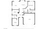 Basic floor plan of the home showcasing the kitchen, living room, bedrooms, baths, foyer, and garage at 10513 Shanna Trellis Ave, Las Vegas, NV 89144