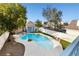 An aerial view showcases a backyard pool oasis with mature landscaping and a pool shed at 1922 Pyle, Las Vegas, NV 89183