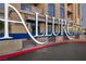 Monument signage welcomes visitors to Allure Las Vegas condo building with modern architecture at 200 W Sahara Ave # 2404, Las Vegas, NV 89102