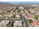 Drone image capturing a community with well-spaced houses, convenient parking, and organized street grids at 319 Fox Lake Ave, Las Vegas, NV 89148