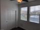 Bedroom featuring a ceiling fan, large closet, and view from the window at 3530 E Moffat Ave, Pahrump, NV 89061