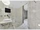 This modern bathroom features a vessel sink, marble accents, and a glass-enclosed shower at 4381 W Flamingo Rd # 1609, Las Vegas, NV 89103