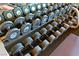 Weight rack featuring multiple dumbbells for exercise and strength training at 4381 W Flamingo Rd # 1609, Las Vegas, NV 89103
