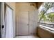 A private outdoor balcony featuring a storage closet and views of the surroundings at 5751 E Hacienda Ave # 243, Las Vegas, NV 89122