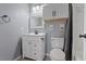 Updated bathroom featuring a modern vanity, framed mirror, and neutral wall color at 6800 E Lake Mead Blvd # 1033, Las Vegas, NV 89156