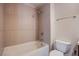 Bathroom with tile shower, tub, and toilet at 8925 W Flamingo Rd # 228, Las Vegas, NV 89147
