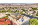New construction aerial view shows two-story home in a desert neighborhood at 18 Placa De Rei Ct, Henderson, NV 89011