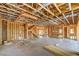 Exposed framing with staircase of an unfinished interior space under construction, offering a glimpse of future design at 18 Placa De Rei Ct, Henderson, NV 89011