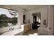 Beautiful primary bath with soaking tub, dual vanities, and scenic outdoor views at 18 Placa De Rei Ct, Henderson, NV 89011