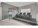 Enjoy movie nights in this home theater featuring tiered seating and a popcorn machine for added fun at 5742 Shadow Bend Dr, Las Vegas, NV 89135