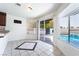 Bright dining area with sliding door access to the patio and swimming pool at 2211 Arborwood Way, Las Vegas, NV 89142