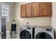 This laundry room includes a washer, dryer, and plenty of storage at 2913 Grande Arch St, Henderson, NV 89044