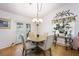 Bright dining area features tile floors, a chandelier, and a glass door leading outside at 36 Trailside Ct, Henderson, NV 89012