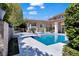 Backyard oasis with a pool, spa, and lush landscaping, ideal for relaxation and entertaining at 9 Greely Club Trl, Henderson, NV 89052