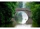Beautiful stone bridge over calm water is surrounded by lush trees and greenery at 4156 Balmoral Castle Ct, Las Vegas, NV 89141