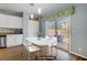 An eat-in kitchen transitions seamlessly to the backyard patio with a bright white dining table at 320 Point Loma Ave, North Las Vegas, NV 89031