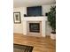 Inviting fireplace with tile accents in living area at 2260 Rugged Mesa Dr, Laughlin, NV 89029