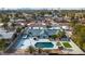 Expansive aerial view showcases the in-ground pool, landscaped backyard, and surrounding neighborhood at 2749 Horseshoe Dr, Las Vegas, NV 89120