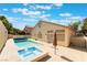 Backyard featuring a pool, jacuzzi, patio, and a view of the house at 3057 Sunrise Heights Dr, Henderson, NV 89052