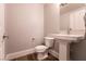 Clean and simple powder room with pedestal sink and white fixtures at 363 Terrill Ave, Las Vegas, NV 89183