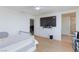 This bedroom features a ceiling fan and a mounted television at 4066 Painted Lady Ave, Las Vegas, NV 89141