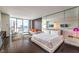 Luxurious bedroom with modern decor, city views, and a spacious layout perfect for relaxation and comfort at 4381 W Flamingo Rd # 2308, Las Vegas, NV 89103