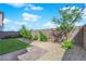 A minimalistic backyard featuring a low-maintenance landscape with artificial grass and stone, ideal for relaxation at 5846 Bonita Rose St, Las Vegas, NV 89113