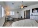 Sun-filled primary suite features a barn door closet and stylish decor at 8073 Villa Pulido St, Las Vegas, NV 89131