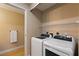 Convenient laundry room equipped with modern washer and dryer units and a storage shelf at 8255 Las Vegas Blvd # 802, Las Vegas, NV 89123